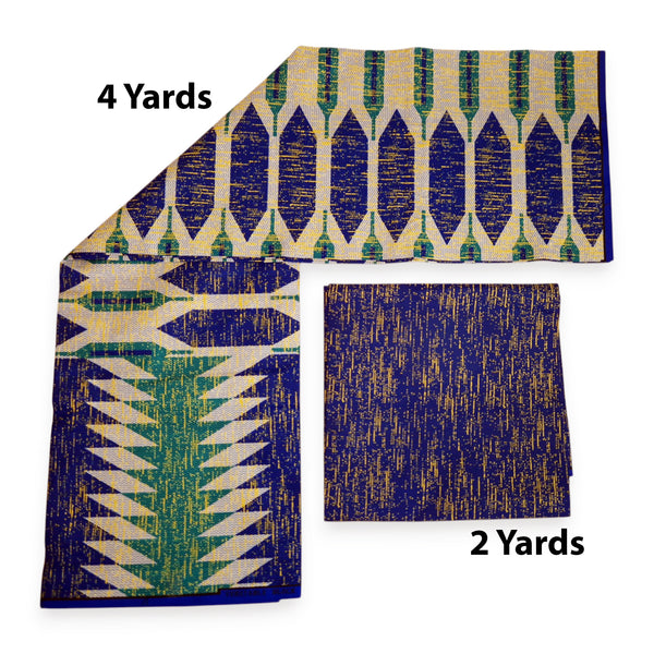 Afrikaanse stof - Two-Tone print Polycotton - 6 yard Combinatie (4+2 yard) PO-5043