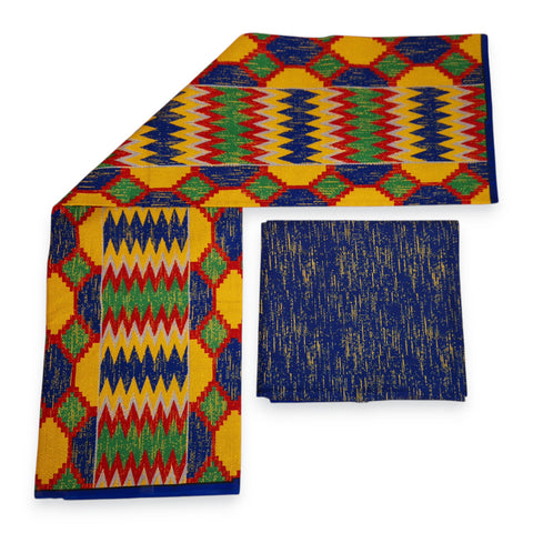 Afrikaanse stof - Two-Tone print Polycotton - 6 yard Combinatie (4+2 yard) PO-5044