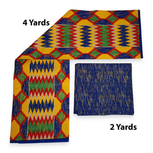 Afrikaanse stof - Two-Tone print Polycotton - 6 yard Combinatie (4+2 yard) PO-5044