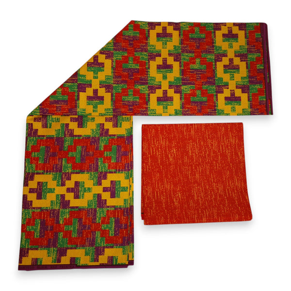 Afrikaanse stof - Two-Tone print Polycotton - 6 yard Combinatie (4+2 yard) PO-5045