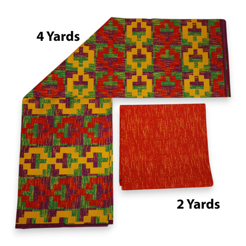 Afrikaanse stof - Two-Tone print Polycotton - 6 yard Combinatie (4+2 yard) PO-5045