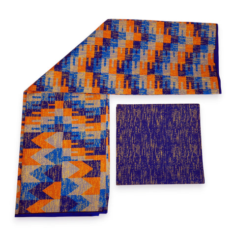 Afrikaanse stof - Two-Tone print Polycotton - 6 yard Combinatie (4+2 yard) PO-5046