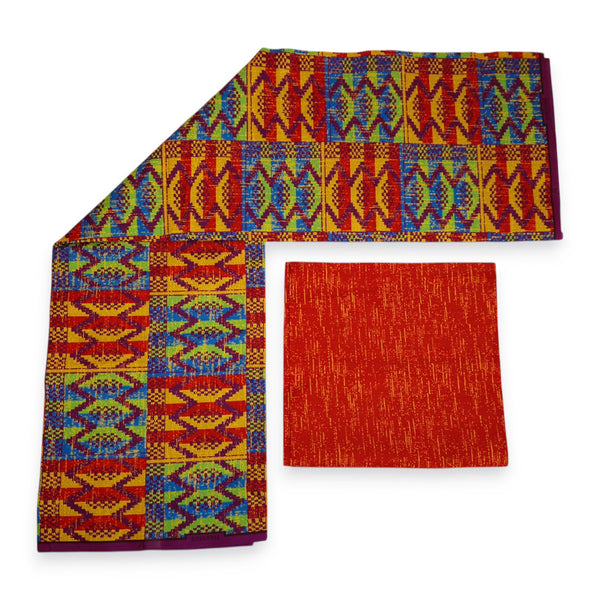 Afrikaanse stof - Two-Tone print Polycotton - 6 yard Combinatie (4+2 yard) PO-5048