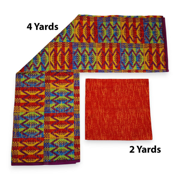 Afrikaanse stof - Two-Tone print Polycotton - 6 yard Combinatie (4+2 yard) PO-5048