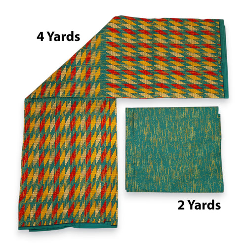 Afrikaanse stof - Two-Tone print Polycotton - 6 yard Combinatie (4+2 yard) PO-5049