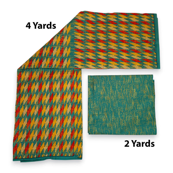 Afrikaanse stof - Two-Tone print Polycotton - 6 yard Combinatie (4+2 yard) PO-5049