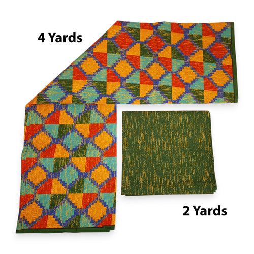 Afrikaanse stof - Two-Tone print Polycotton - 6 yard Combinatie (4+2 yard) PO-5052