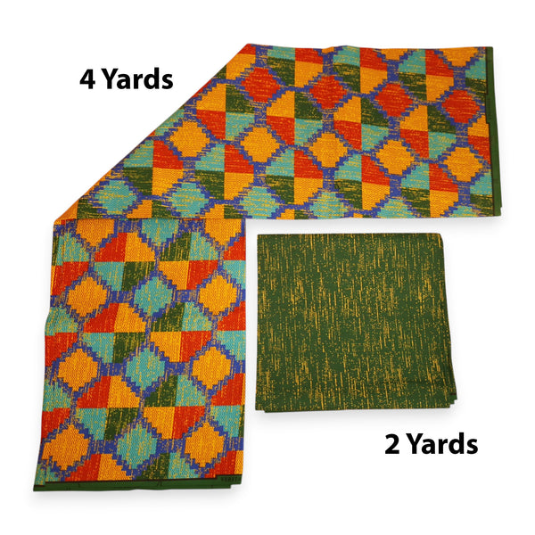 Afrikaanse stof - Two-Tone print Polycotton - 6 yard Combinatie (4+2 yard) PO-5052