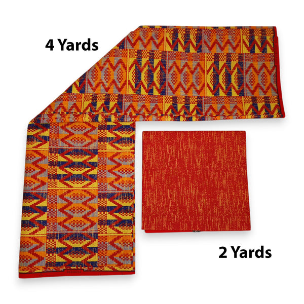 Afrikaanse stof - Two-Tone print Polycotton - 6 yard Combinatie (4+2 yard) PO-5054