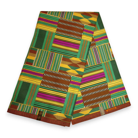 Afrikaanse stof - Groene Kente PO-5066 - Polycotton