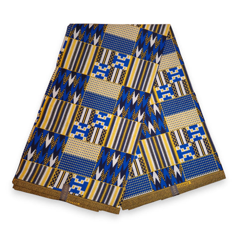 Afrikaanse stof - Blauwe Kente PO-5069 - Polycotton