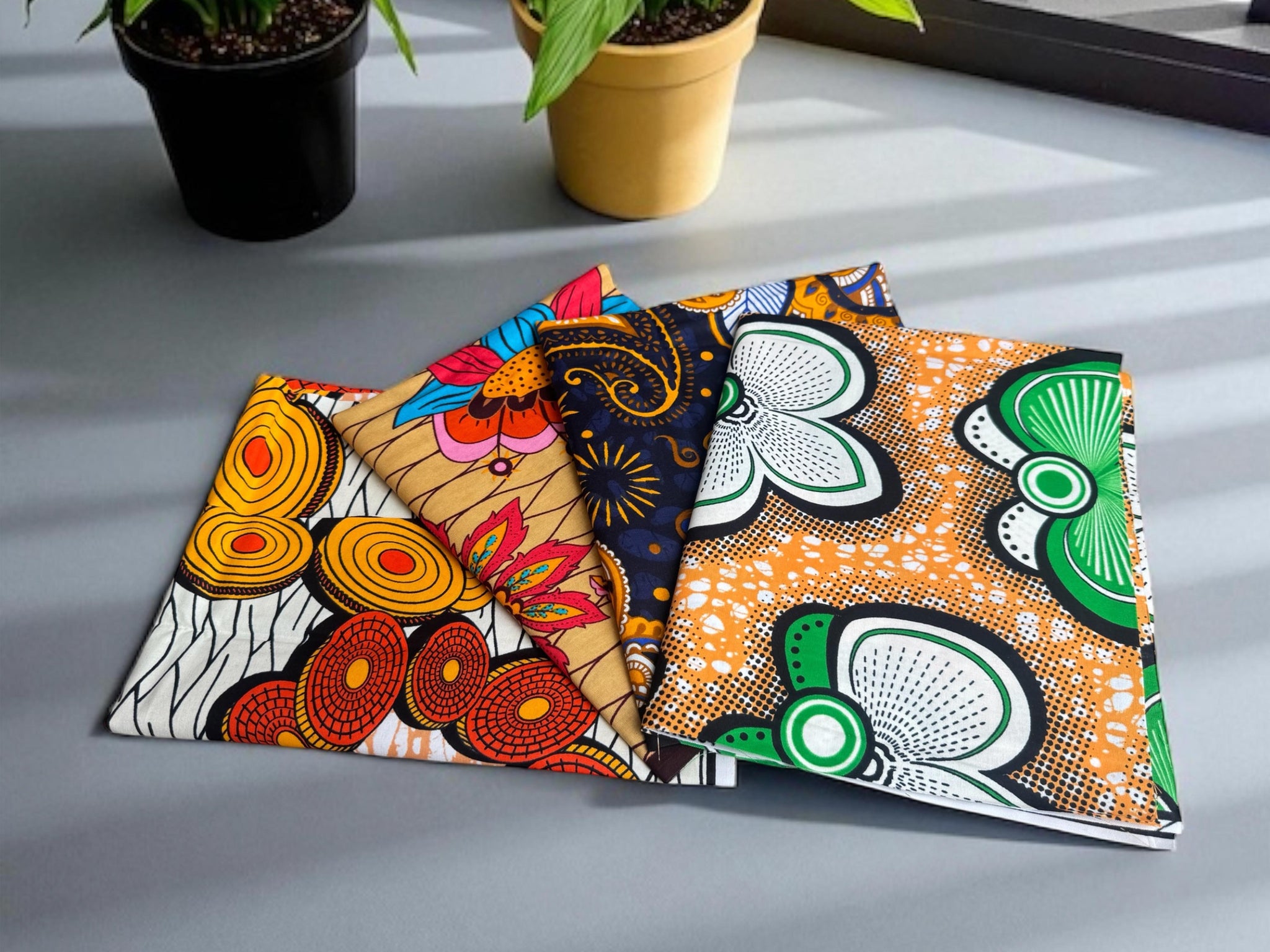 4 Fat quarters - Multicolor mix Quiltstoffen / Patchwork stoffen - Afrikaanse print stof