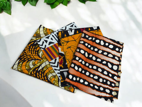 4 Fat quarters - Oranje x Quiltstoffen / Patchwork stoffen - Afrikaanse print stof