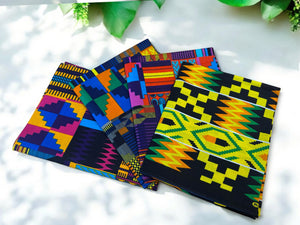 4 Fat quarters - Kente Mix Quilting fabrics / Patchwork fabrics - African print fabric