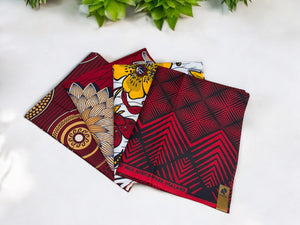 4 Fat quarters - Rode x Quiltstoffen / Patchwork stoffen - Afrikaanse print stof