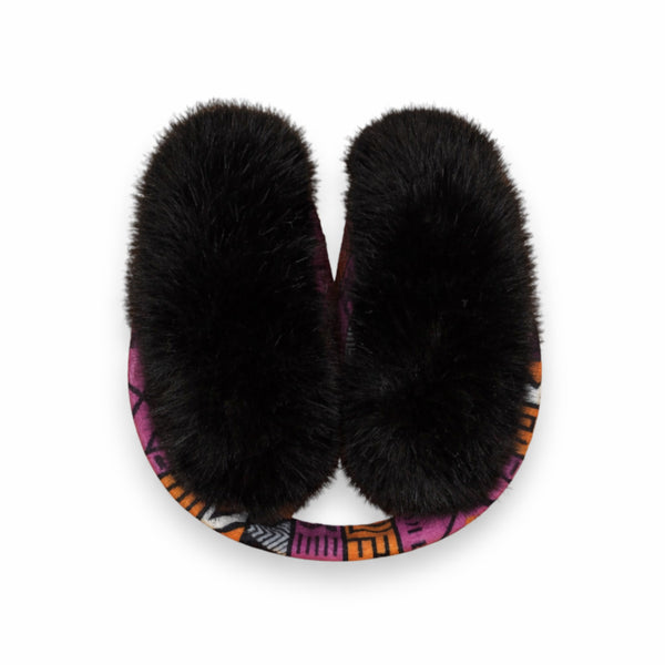 African Print Earmuffs - Foldable Winter Ear Warmers - Pink Orange Tribal