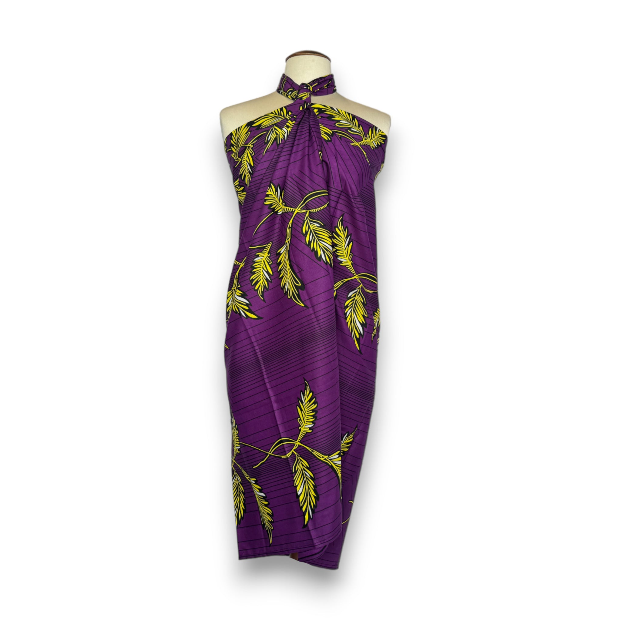 Sarong / pareo - Cotton Beachwear wrap skirt / baby carrier wrap - Purple leafs