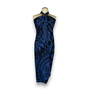 Sarong / pareo - Strandkleding wikkelrok - Zwart / blauw Mandala