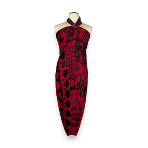 Sarong / pareo - Strandkleding wikkelrok - Zwart / rood Mandala