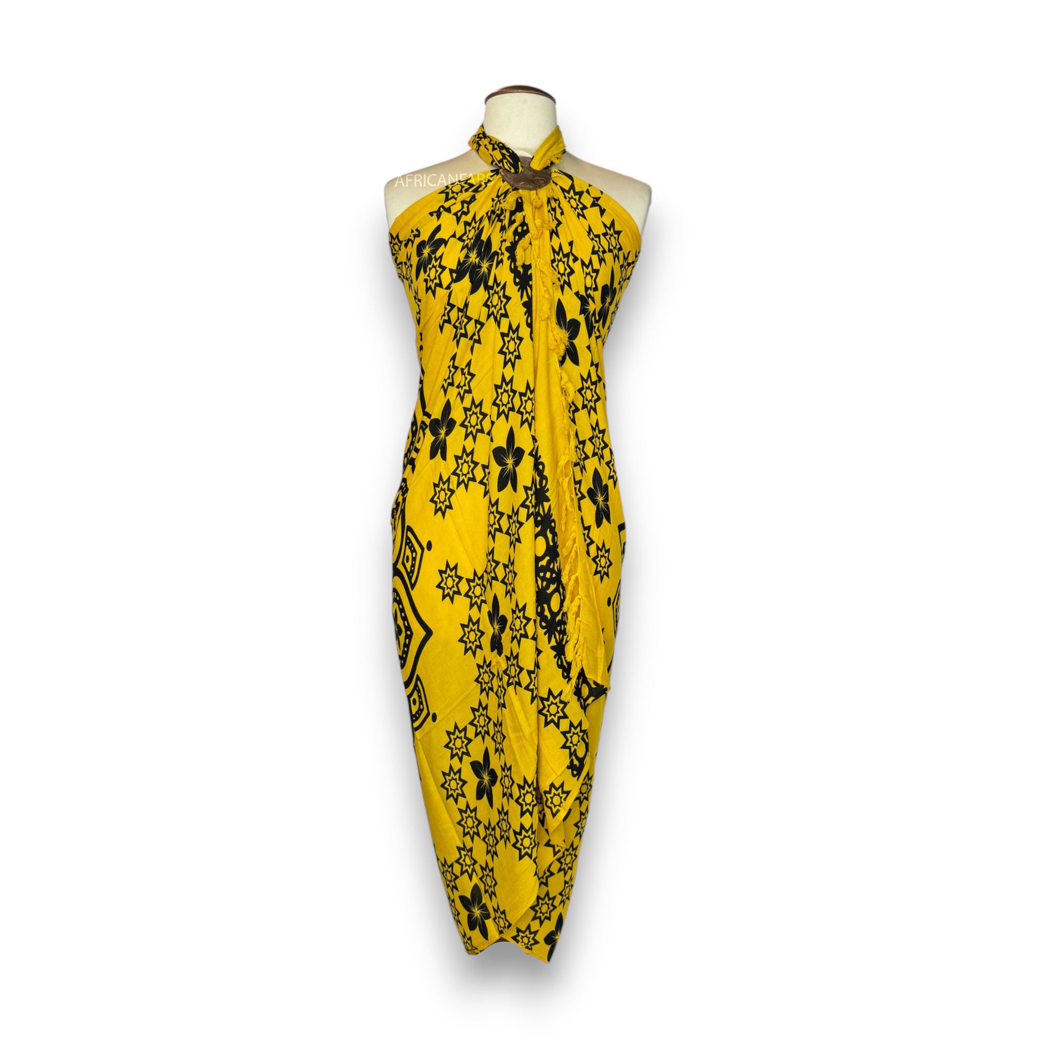 Sarong / pareo - Strandkleding wikkelrok - Mandala geel / zwart