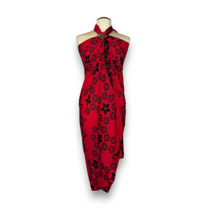 Sarong / pareo - Strandkleding wikkelrok - Mandala rood / zwart