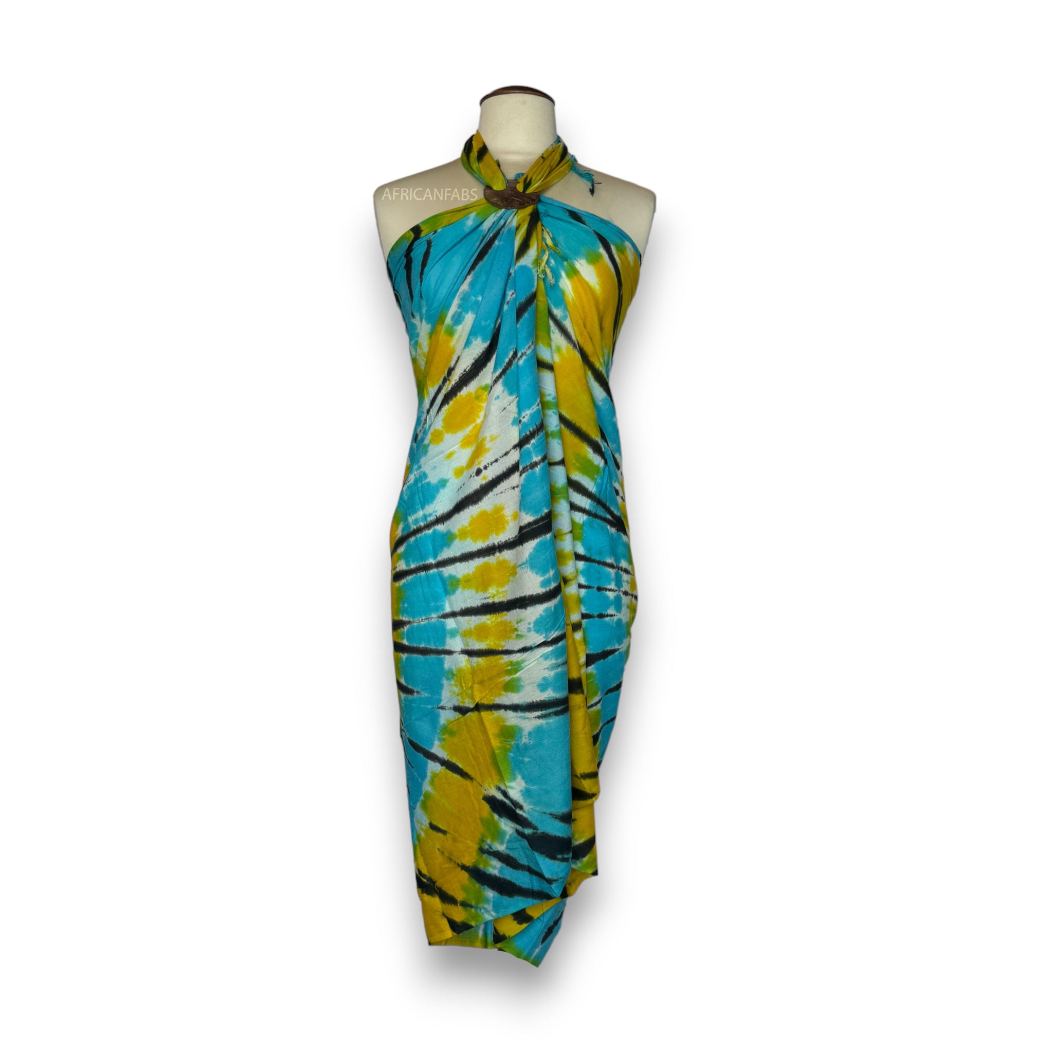 Sarong / pareo - Strandkleding wikkelrok - Tie dye geel / turquoise