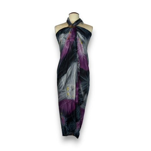 Sarong / pareo - Beachwear wrap skirt - Tie dye Grey