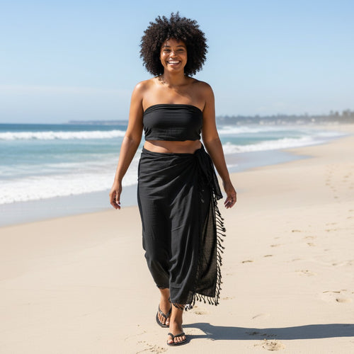 Paréo  / Sarong - Jupe enveloppante / tenue de plage - Noir