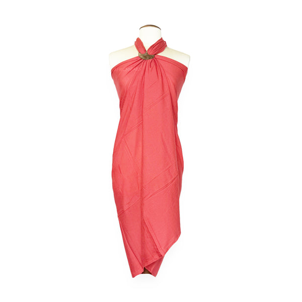 Sarong / pareo - Beachwear wrap skirt - Pastel red