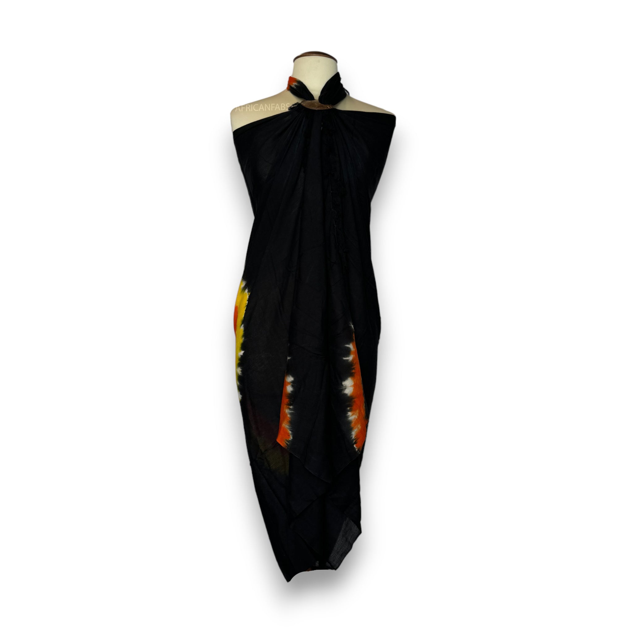Sarong / pareo - Beachwear wrap skirt - Tie dye Black