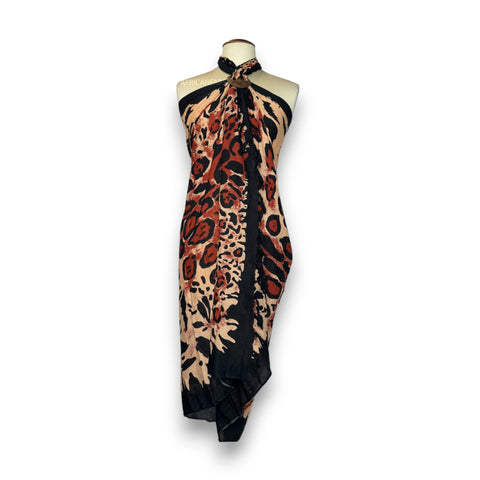 Sarong / pareo - Beachwear wrap skirt - Leopard black