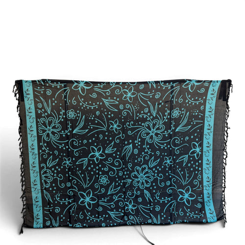Sarong / pareo - Strandkleding wikkelrok - Zwart Turkoois Island Floral Night