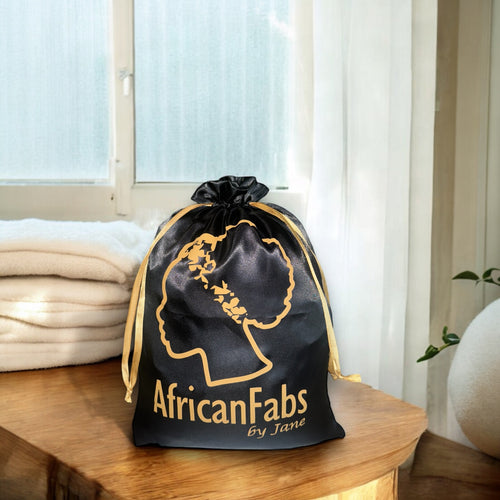 AfricanFabs Grand sac en satin de luxe - Sac cadeau / pochette de voyage - Noir