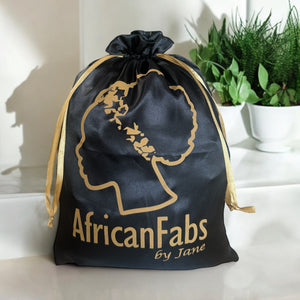 AfricanFabs Sac à bijoux en satin - Noir