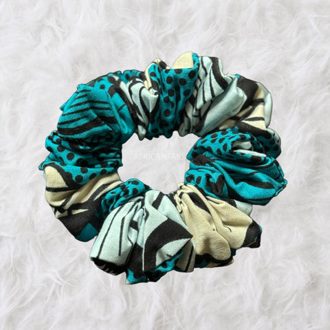 Chouchou / scrunchie imprimés africains - Accessoires  - Turquoise