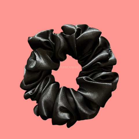 Deluxe Scrunchie Satijn- Volwassenen Haaraccessoire - Zwart