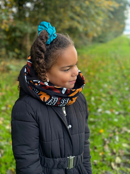 Warme Winter Colsjaal voor Kinderen met Afrikaanse print Unisex - Bruine Bogolan