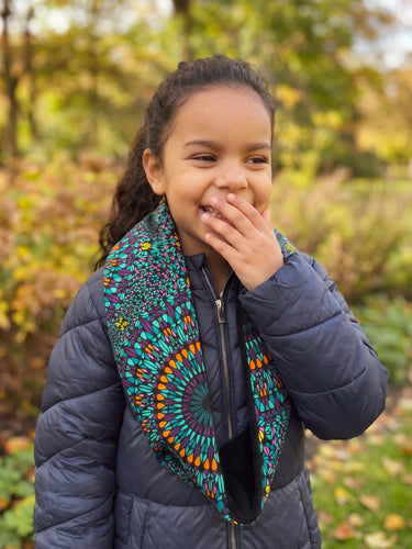 Warme Winter Colsjaal voor Kinderen met Afrikaanse print Unisex - Turkoois Paars Ocean Eye