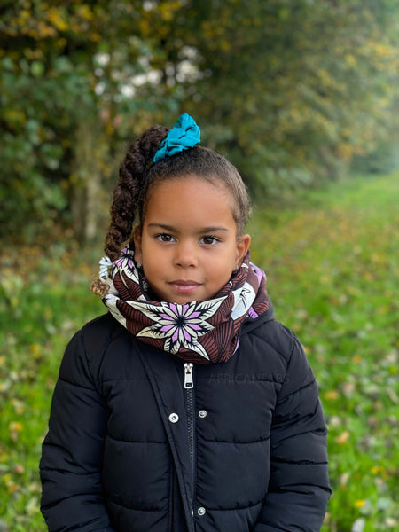 African print Turtleneck Winter scarf for Kids Unisex - Brown