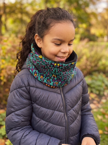 African print Turtleneck Winter scarf for Kids Unisex - Turquoise Purple Ocean Eye