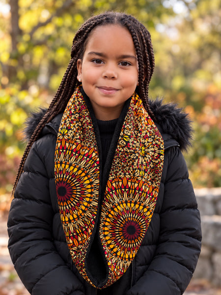 Imprimé africain Echarpes d'hiver à col roulé pour enfants Unisex - Marron Savanna Sun