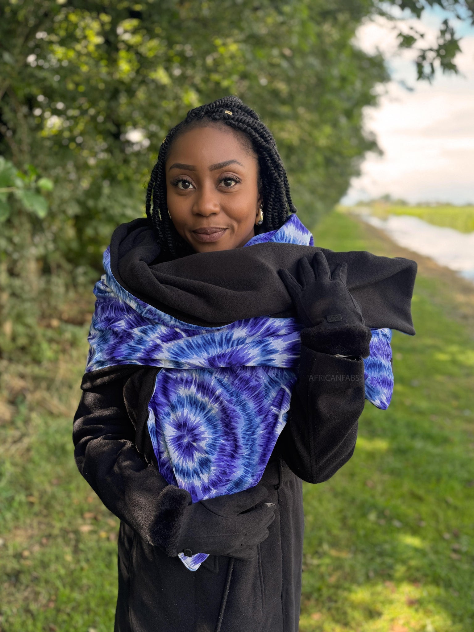 African print Winter scarf for Adults Unisex - Blue Tie Dye