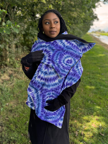 African print Winter scarf for Adults Unisex - Blue Tie Dye