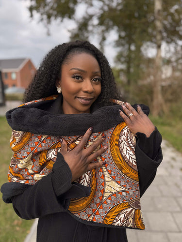Warme Sjaal met Afrikaanse print Unisex - Oranje Veer
