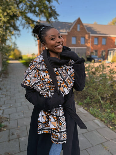 Warme Sjaal met Afrikaanse print Unisex - Bruine Bogolan Symbols