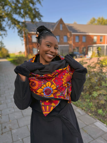 Warme Sjaal met Afrikaanse print Unisex - Rode Mandala Patchwork