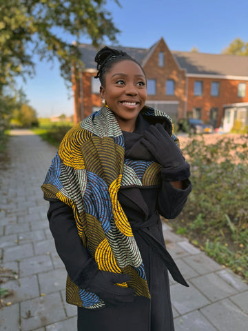 Warme Sjaal met Afrikaanse print Unisex - Groene Concentric Circle Design