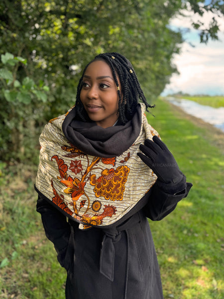 African print Winter scarf for Adults Unisex - Orange Garden