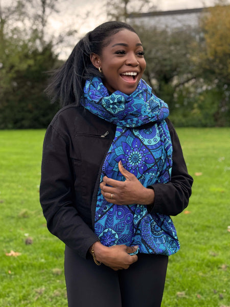 Imprimé africain Echarpes d'hiver pour adultes Unisex - Mandala Bleue