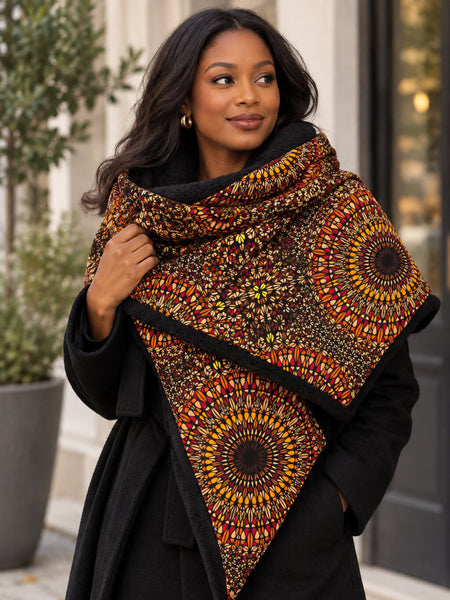 Imprimé africain Echarpes d'hiver pour adultes Unisex - Marron Savanna Sun